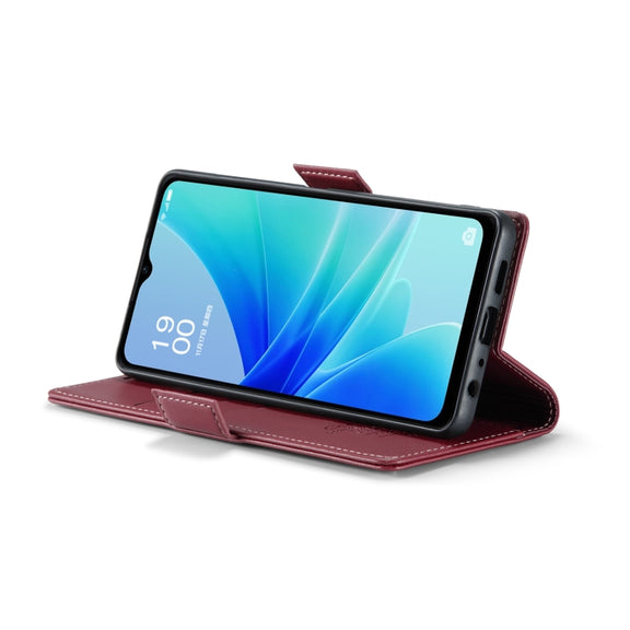 For OPPO A77 4G Global / A57e 4G CaseMe 023 Butterfly Buckle Litchi Texture RFID Anti-theft Leather Phone Case(Wine Red)