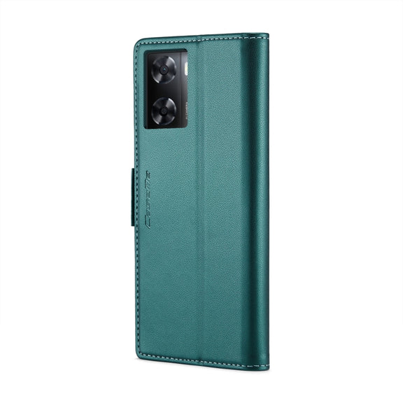 For OPPO A77 4G Global / A57e 4G CaseMe 023 Butterfly Buckle Litchi Texture RFID Anti-theft Leather Phone Case(Pearly Blue)