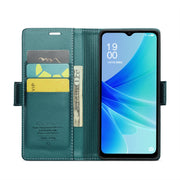 For OPPO A77 4G Global / A57e 4G CaseMe 023 Butterfly Buckle Litchi Texture RFID Anti-theft Leather Phone Case(Pearly Blue)