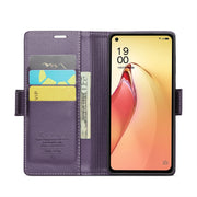 For OPPO Reno8 Pro 5G Global CaseMe 023 Butterfly Buckle Litchi Texture RFID Anti-theft Leather Phone Case(Pearly Purple)