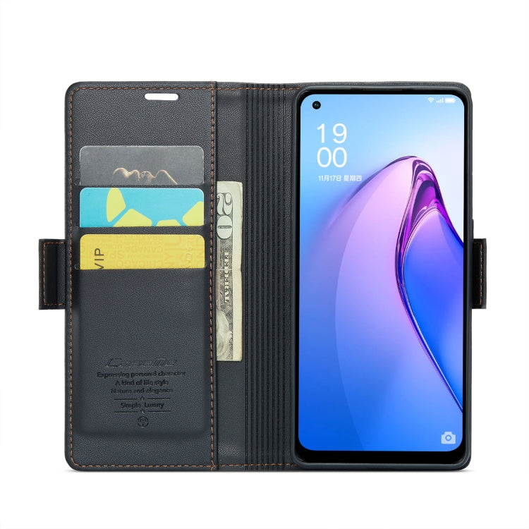 For OPPO Reno7 Z Global/Reno7 Lite Global CaseMe 023 Butterfly Buckle Litchi Texture RFID Anti-theft Leather Phone Case(Black) - free shipping - PMC Jewellery - Order now!
