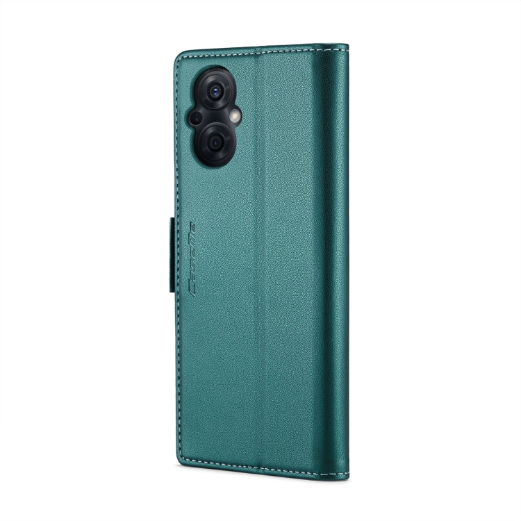 For OPPO Reno8 Lite Global CaseMe 023 Butterfly Buckle Litchi Texture RFID Anti-theft Leather Phone Case(Pearly Blue)
