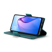 For OPPO Reno8 Lite Global CaseMe 023 Butterfly Buckle Litchi Texture RFID Anti-theft Leather Phone Case(Pearly Blue)