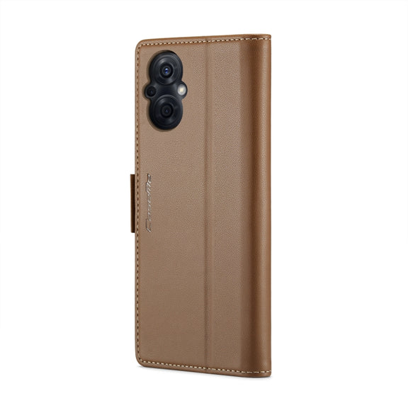 For OPPO F21 Pro 5G Globa/Reno8 Z Global CaseMe 023 Butterfly Buckle Litchi Texture RFID Anti-theft Leather Phone Case(Brown)