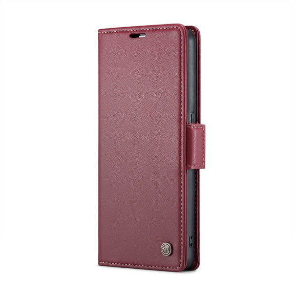 For OPPO F21 Pro 5G Globa/Reno8 Z Global CaseMe 023 Butterfly Buckle Litchi Texture RFID Anti-theft Leather Phone Case(Wine Red)