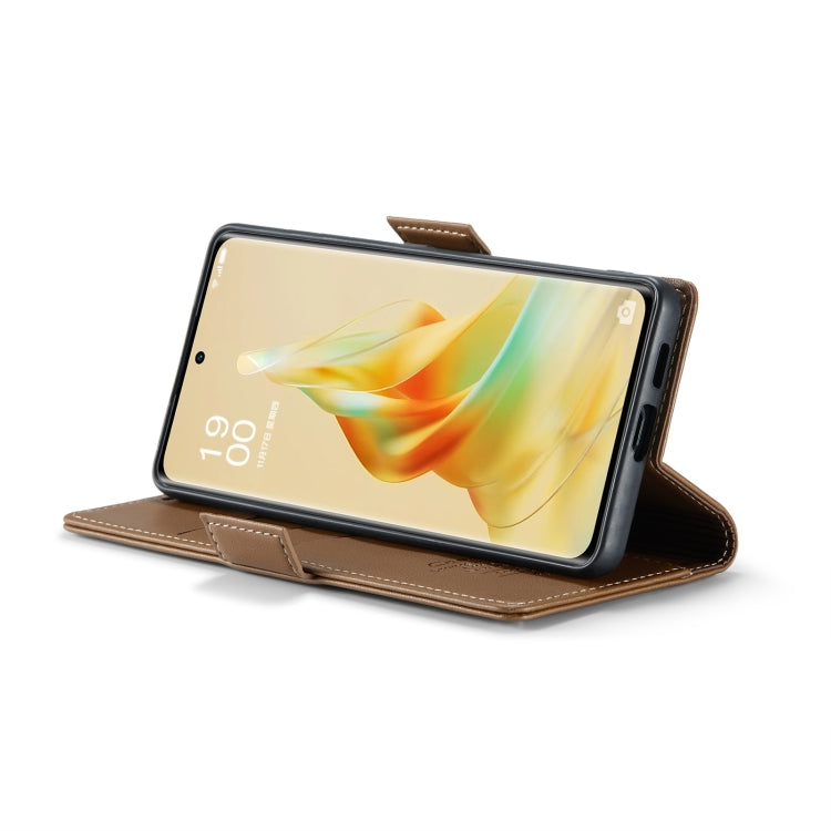 For OPPO Reno8 T 5G/A1 Pro 5G CaseMe 023 Butterfly Buckle Litchi Texture RFID Anti-theft Leather Phone Case(Brown) - OPPO Cases by CaseMe | Online Shopping South Africa | PMC Jewellery | Buy Now Pay Later Mobicred