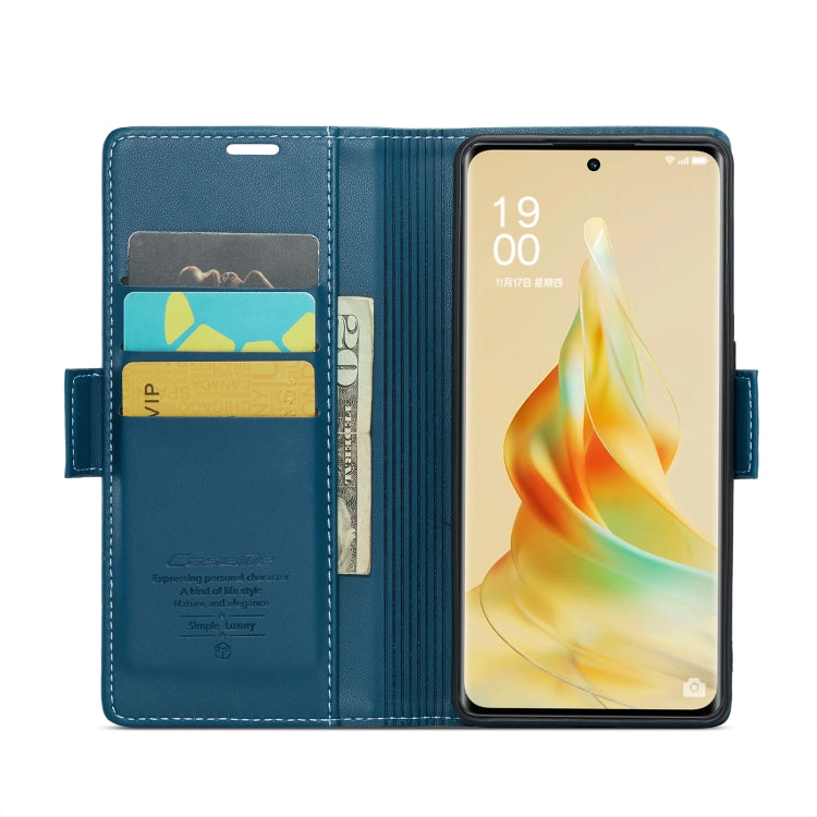 For OPPO Reno8 T 5G/A1 Pro 5G CaseMe 023 Butterfly Buckle Litchi Texture RFID Anti-theft Leather Phone Case(Blue) - OPPO Cases by CaseMe | Online Shopping South Africa | PMC Jewellery | Buy Now Pay Later Mobicred
