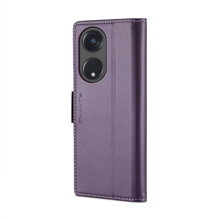 For OPPO Reno8 T 5G/A1 Pro 5G CaseMe 023 Butterfly Buckle Litchi Texture RFID Anti-theft Leather Phone Case(Pearly Purple)