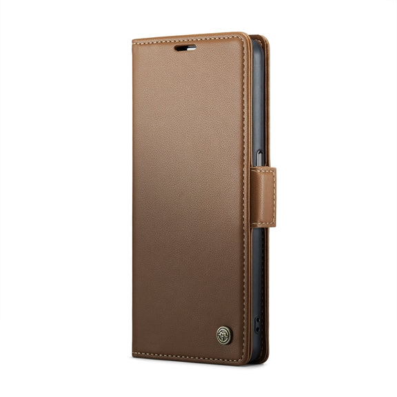 For OPPO A96 4G Global/A36 4G/K10 4G/A76 4G CaseMe 023 Butterfly Buckle Litchi Texture RFID Anti-theft Leather Phone Case(Brown)