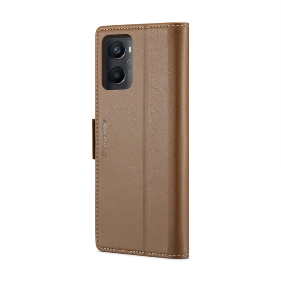 For OPPO A96 4G Global/A36 4G/K10 4G/A76 4G CaseMe 023 Butterfly Buckle Litchi Texture RFID Anti-theft Leather Phone Case(Brown)
