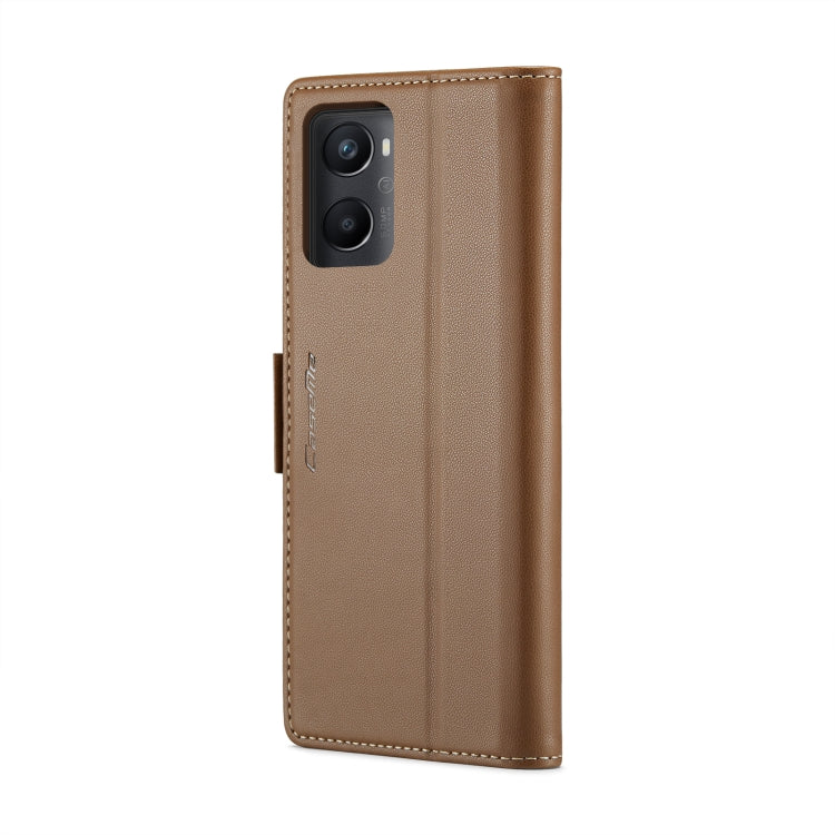 For OPPO A96 4G Global/A36 4G/K10 4G/A76 4G CaseMe 023 Butterfly Buckle Litchi Texture RFID Anti-theft Leather Phone Case(Brown)