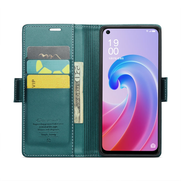 For OPPO A96 4G Global/A36 4G/K10 4G/A76 4G CaseMe 023 Butterfly Buckle Litchi Texture RFID Anti-theft Leather Phone Case(Pearly Blue)