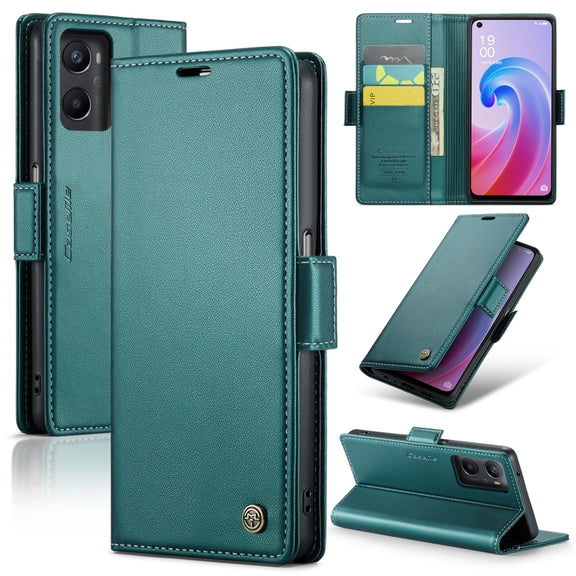 For OPPO A96 4G Global/A36 4G/K10 4G/A76 4G CaseMe 023 Butterfly Buckle Litchi Texture RFID Anti-theft Leather Phone Case(Pearly Blue)