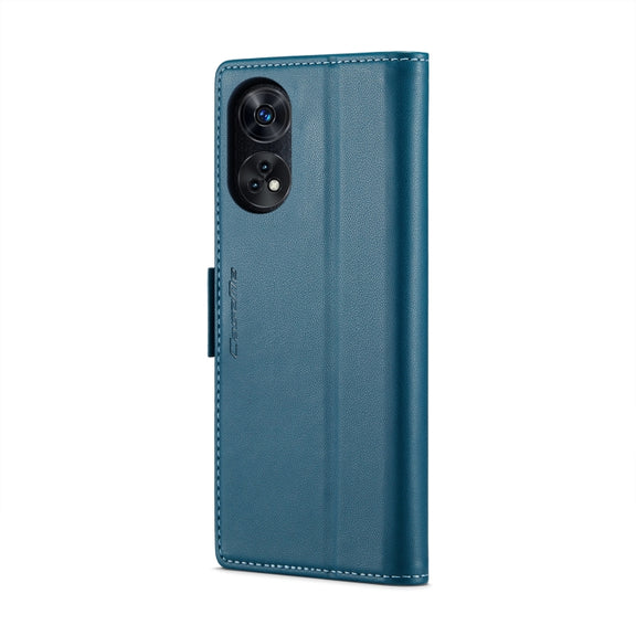 For OPPO Reno8 T 4G CaseMe 023 Butterfly Buckle Litchi Texture RFID Anti-theft Leather Phone Case(Blue)
