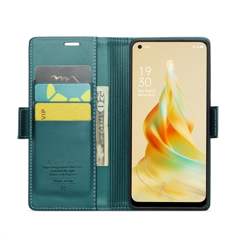 For OPPO Reno8 T 4G CaseMe 023 Butterfly Buckle Litchi Texture RFID Anti-theft Leather Phone Case(Pearly Blue) - OPPO Cases by CaseMe | Online Shopping South Africa | PMC Jewellery | Buy Now Pay Later Mobicred