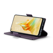 For OPPO Reno8 T 4G CaseMe 023 Butterfly Buckle Litchi Texture RFID Anti-theft Leather Phone Case(Pearly Purple)
