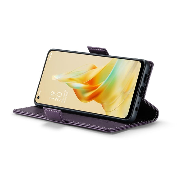 For OPPO Reno8 T 4G CaseMe 023 Butterfly Buckle Litchi Texture RFID Anti-theft Leather Phone Case(Pearly Purple)