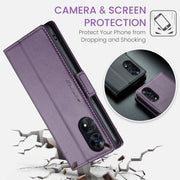 For OPPO Reno8 T 4G CaseMe 023 Butterfly Buckle Litchi Texture RFID Anti-theft Leather Phone Case(Pearly Purple)