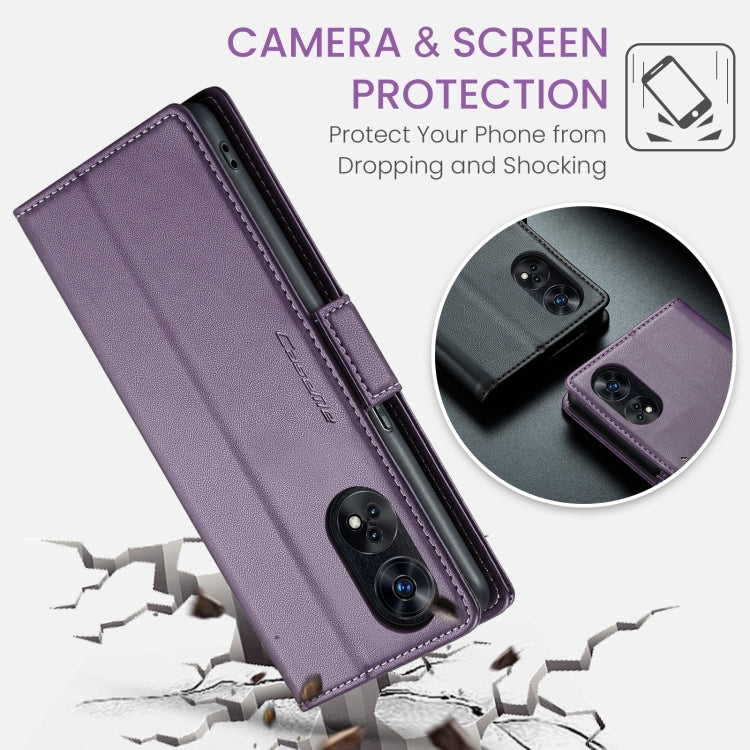 For OPPO Reno8 T 4G CaseMe 023 Butterfly Buckle Litchi Texture RFID Anti-theft Leather Phone Case(Pearly Purple)