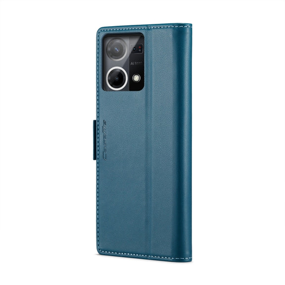 For OPPO Reno7 4G Indonesia/F21 Pro 4G/Reno8 4G CaseMe 023 Butterfly Buckle Litchi Texture RFID Anti-theft Leather Phone Case(Blue)