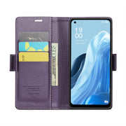For OPPO Reno7 4G Indonesia/F21 Pro 4G/Reno8 4G CaseMe 023 Butterfly Buckle Litchi Texture RFID Anti-theft Leather Phone Case(Pearly Purple)