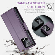 For OPPO Reno7 4G Indonesia/F21 Pro 4G/Reno8 4G CaseMe 023 Butterfly Buckle Litchi Texture RFID Anti-theft Leather Phone Case(Pearly Purple)