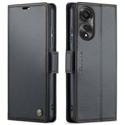 For OPPO A78 4G CaseMe 023 Butterfly Buckle Litchi Texture RFID Anti-theft Leather Phone Case(Black)