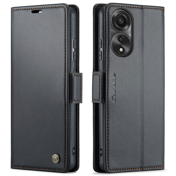 For OPPO A78 4G CaseMe 023 Butterfly Buckle Litchi Texture RFID Anti-theft Leather Phone Case(Black)