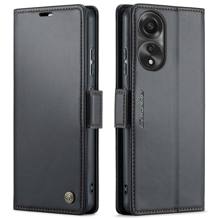 For OPPO A78 4G CaseMe 023 Butterfly Buckle Litchi Texture RFID Anti-theft Leather Phone Case(Black)