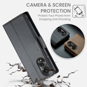For OPPO A78 4G CaseMe 023 Butterfly Buckle Litchi Texture RFID Anti-theft Leather Phone Case(Black)