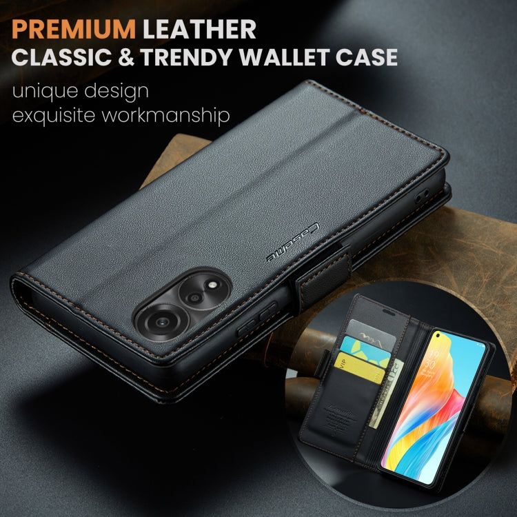 For OPPO A78 4G CaseMe 023 Butterfly Buckle Litchi Texture RFID Anti-theft Leather Phone Case(Black)