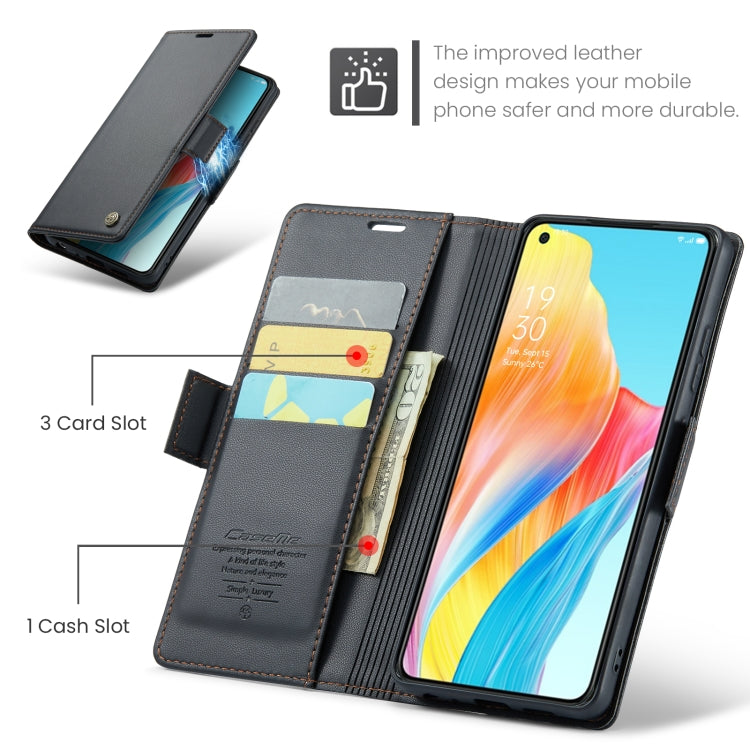 For OPPO A78 4G CaseMe 023 Butterfly Buckle Litchi Texture RFID Anti-theft Leather Phone Case(Black)