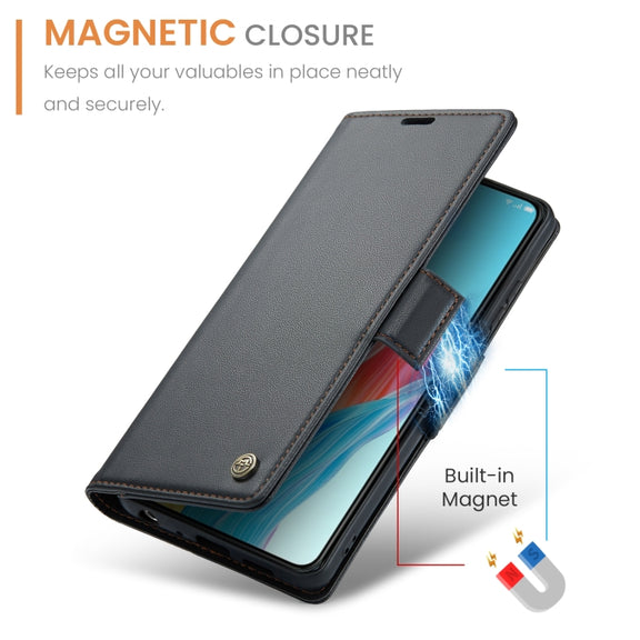 For OPPO A78 4G CaseMe 023 Butterfly Buckle Litchi Texture RFID Anti-theft Leather Phone Case(Black)