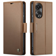 For OPPO A78 4G CaseMe 023 Butterfly Buckle Litchi Texture RFID Anti-theft Leather Phone Case(Brown)
