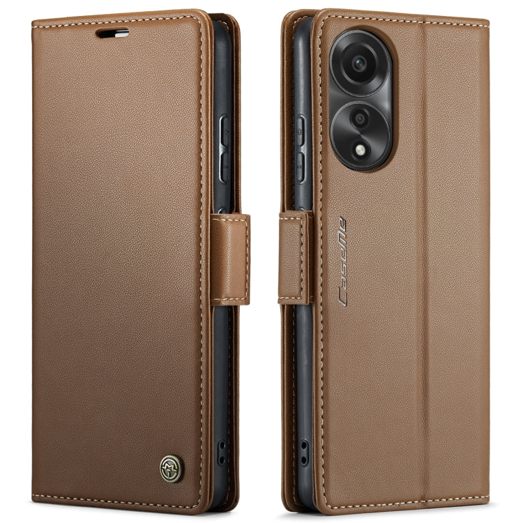 For OPPO A78 4G CaseMe 023 Butterfly Buckle Litchi Texture RFID Anti-theft Leather Phone Case(Brown)
