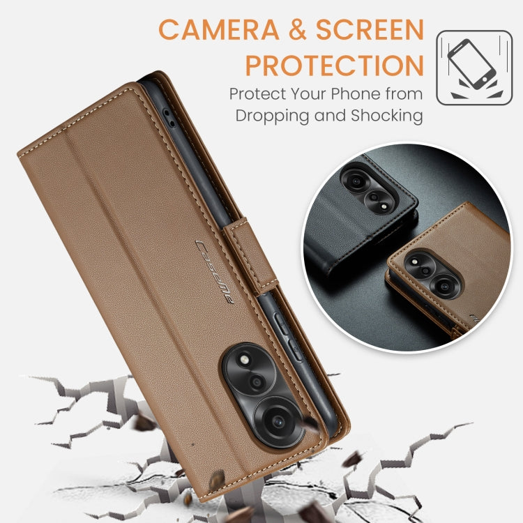 For OPPO A78 4G CaseMe 023 Butterfly Buckle Litchi Texture RFID Anti-theft Leather Phone Case(Brown)