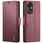 For OPPO A78 4G CaseMe 023 Butterfly Buckle Litchi Texture RFID Anti-theft Leather Phone Case(Wine Red)