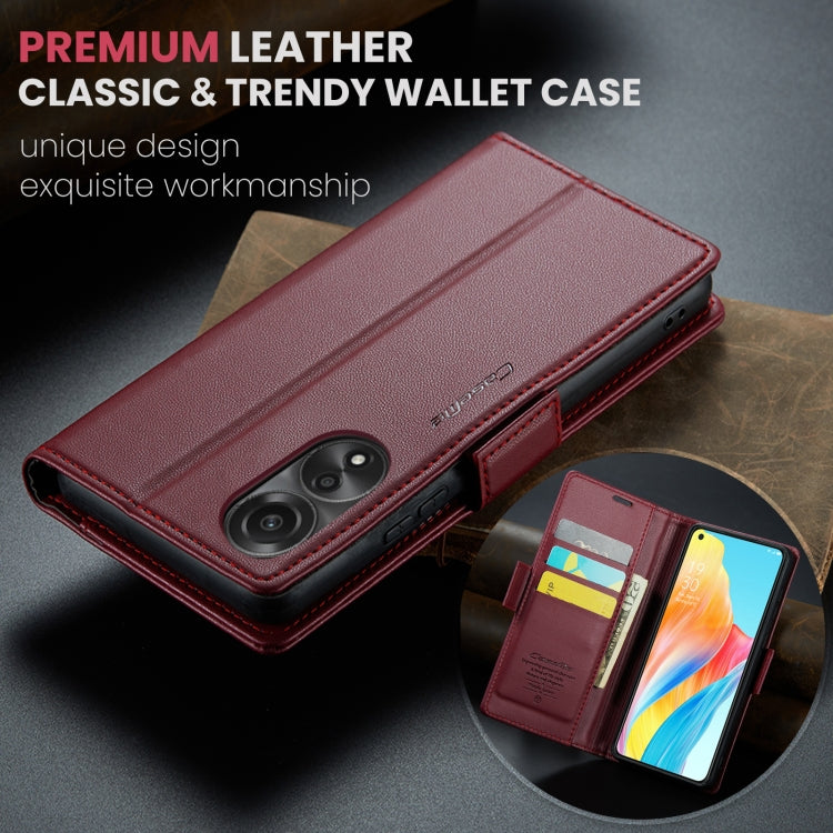 For OPPO A78 4G CaseMe 023 Butterfly Buckle Litchi Texture RFID Anti-theft Leather Phone Case(Wine Red) - OPPO Cases by CaseMe | Online Shopping South Africa | PMC Jewellery | Buy Now Pay Later Mobicred