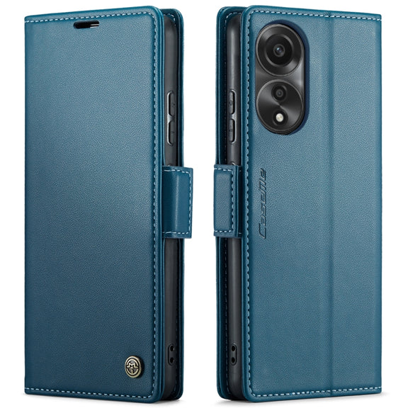 For OPPO A78 4G CaseMe 023 Butterfly Buckle Litchi Texture RFID Anti-theft Leather Phone Case(Blue)