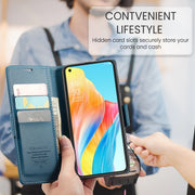 For OPPO A78 4G CaseMe 023 Butterfly Buckle Litchi Texture RFID Anti-theft Leather Phone Case(Blue)