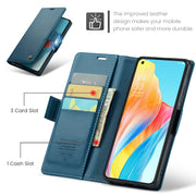 For OPPO A78 4G CaseMe 023 Butterfly Buckle Litchi Texture RFID Anti-theft Leather Phone Case(Blue)