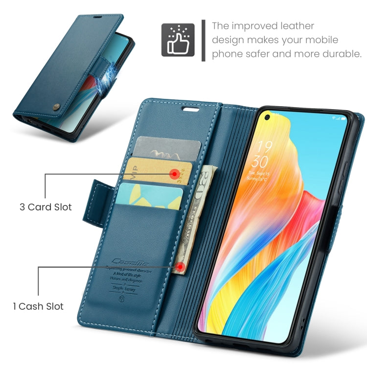 For OPPO A78 4G CaseMe 023 Butterfly Buckle Litchi Texture RFID Anti-theft Leather Phone Case(Blue)