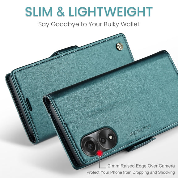 For OPPO A78 4G CaseMe 023 Butterfly Buckle Litchi Texture RFID Anti-theft Leather Phone Case(Pearly Blue)