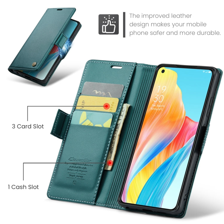 For OPPO A78 4G CaseMe 023 Butterfly Buckle Litchi Texture RFID Anti-theft Leather Phone Case(Pearly Blue)