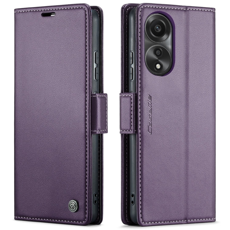 For OPPO A78 4G CaseMe 023 Butterfly Buckle Litchi Texture RFID Anti-theft Leather Phone Case(Pearly Purple)