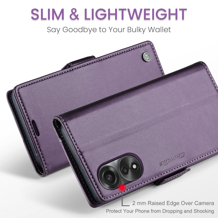 For OPPO A78 4G CaseMe 023 Butterfly Buckle Litchi Texture RFID Anti-theft Leather Phone Case(Pearly Purple)