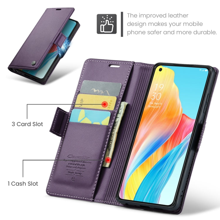 For OPPO A78 4G CaseMe 023 Butterfly Buckle Litchi Texture RFID Anti-theft Leather Phone Case(Pearly Purple)