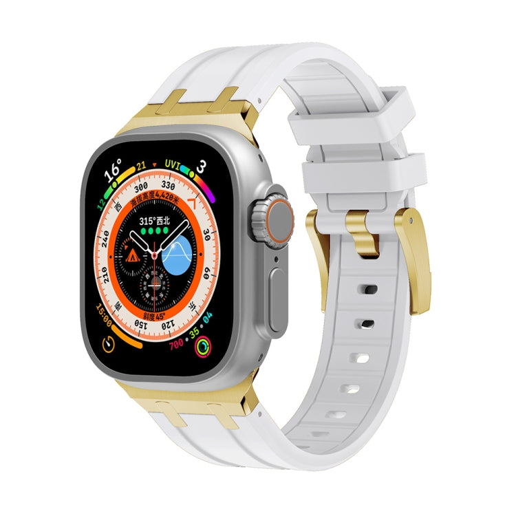 AP Silicone Watch Band For Apple Watch Ultra 2 49mm(Gold White) - Watch Bands by PMC TechLife | Online Shopping South Africa | PMC TechLife