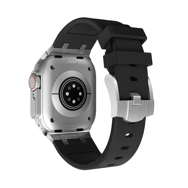 AP Silicone Watch Band For Apple Watch Series 10 42mm(Silver Black)