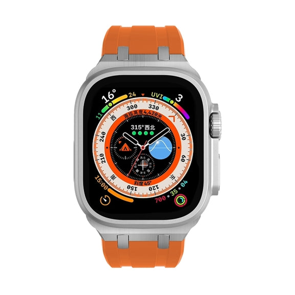 AP Silicone Watch Band For Apple Watch Series 10 42mm(Silver Orange)